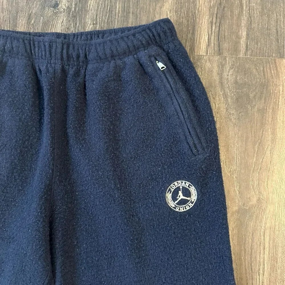 Nike Air Jordan X Union LA Fleece Cutoff Track Shorts Sweats Navy Blue Sz Large